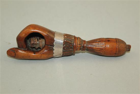 A 19th century carved treen nutcracker, 6.25in.